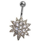 Belly button piercing with 925 silver flower motif 605