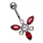 Belly button piercing with silver design and Swarovski