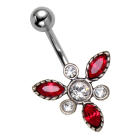 Belly button piercing with silver design and Swarovski