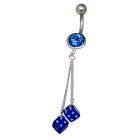316L surgical steel belly button piercing, 925 silver with 2 dice design