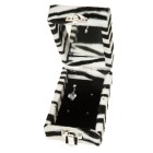 Schmuckbox für 4 Piercings mit Kunstfell bezogen Zebra Look Spiegel innen