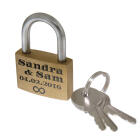 Mini love lock 20mm wide made of brass with your desired engraving