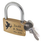 Love lock 50mm wide made of brass with your desired engraving