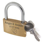 Love lock 50mm wide made of brass with your desired engraving