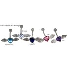 Navel piercing with 925 silver flying heart