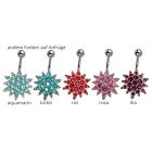 Belly button piercing with 925 silver flower motif 605