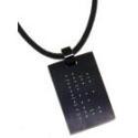 Pendant dog tag 15x23mm matt stainless steel PVD black coated with Morse code ILD