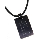 Pendant dog tag 15x23mm matt stainless steel PVD black coated with Morse code ILD
