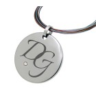 Titanium pendant with engraving round with zirconia