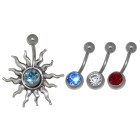 Belly button piercing set with shield made of 925 sterling silver