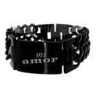 Wide double-row stainless steel bracelet DARLING PVD coating polished black with extension and engraving of your choice