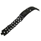 Wide double-row stainless steel bracelet DARLING PVD coating polished black with extension and engraving of your choice