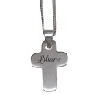 Cross pendant made of 925 sterling silver with individual engraving with rounded corners