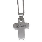 Cross pendant made of 925 sterling silver with individual engraving with rounded corners