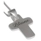 Cross pendant made of 925 sterling silver with individual engraving with rounded corners