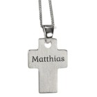 Cross pendant made of 925 sterling silver with individual engraving, simple