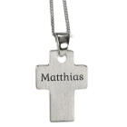 Cross pendant made of 925 sterling silver with individual engraving, simple