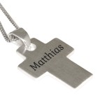 Cross pendant made of 925 sterling silver with individual engraving, simple