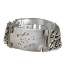 Wide, double-row, polished stainless steel bracelet with extension, length 19.5-21.5cm and custom engraving
