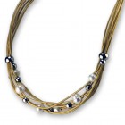 Leather necklace gold colored with freshwater pearls