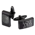 Cufflinks rectangular made of stainless steel with black PVD coating with your engraving