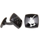 Cufflinks made of matted stainless steel, slightly curved with engraving, black or Steel