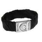 Real leather strap black, stainless steel clasp, with individual engraving
