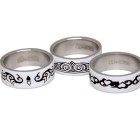 Ring set white with tribal motif