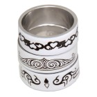 Ring set white with tribal motif