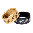 Ring set black - gold with tribal motif