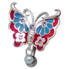 Piercing navel made of surgical steel butterfly and pearl