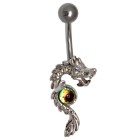 Chinese dragon belly button piercing with faceted ball