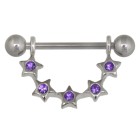 Nipple piercing shield five little twinkle stars 925 silver 16mm