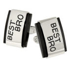 Stainless steel cufflinks with black PVD trimmed on the sides with engraving