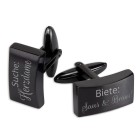 Cufflinks rectangular made of stainless steel with black PVD coating with your engraving