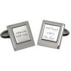 FIRST TIME cufflinks made of polished stainless steel with offset matt surface for engraving