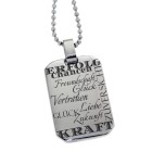 Pendant dog tag 22x34mm made of matted stainless steel with beveled corners and individual engraving