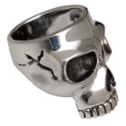 Heavy poison ring with skull motif made of 925 sterling silver, oxidized