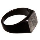 Signet ring made of stainless steel with black PVD coating and your personal fingerprint