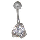 Belly button piercing with clear crystal set in 3 places
