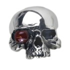 Heavy silver ring skull with red eye