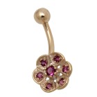 carat gold belly button piercing flower design with seven crystal stones