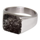 Signet ring made of stainless steel rectangular with your personal fingerprint