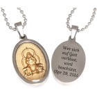 Pendant made of stainless steel with a religious motif - Jesus blessing - and individual engraving