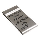 Money clip made of matt stainless steel - large - with individual engraving, example: IN GOD WE TRUST