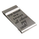Money clip made of matt stainless steel - large - with individual engraving, example: IN GOD WE TRUST