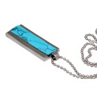 Pendant steel elongated with a narrow turquoise inlay