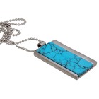 Chain pendant wide made of stainless steel with a turquoise insert and engraving of your choice on the back