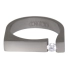High-gloss stainless steel ring with clear zirconia 031