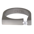 High-gloss stainless steel ring with clear zirconia 031